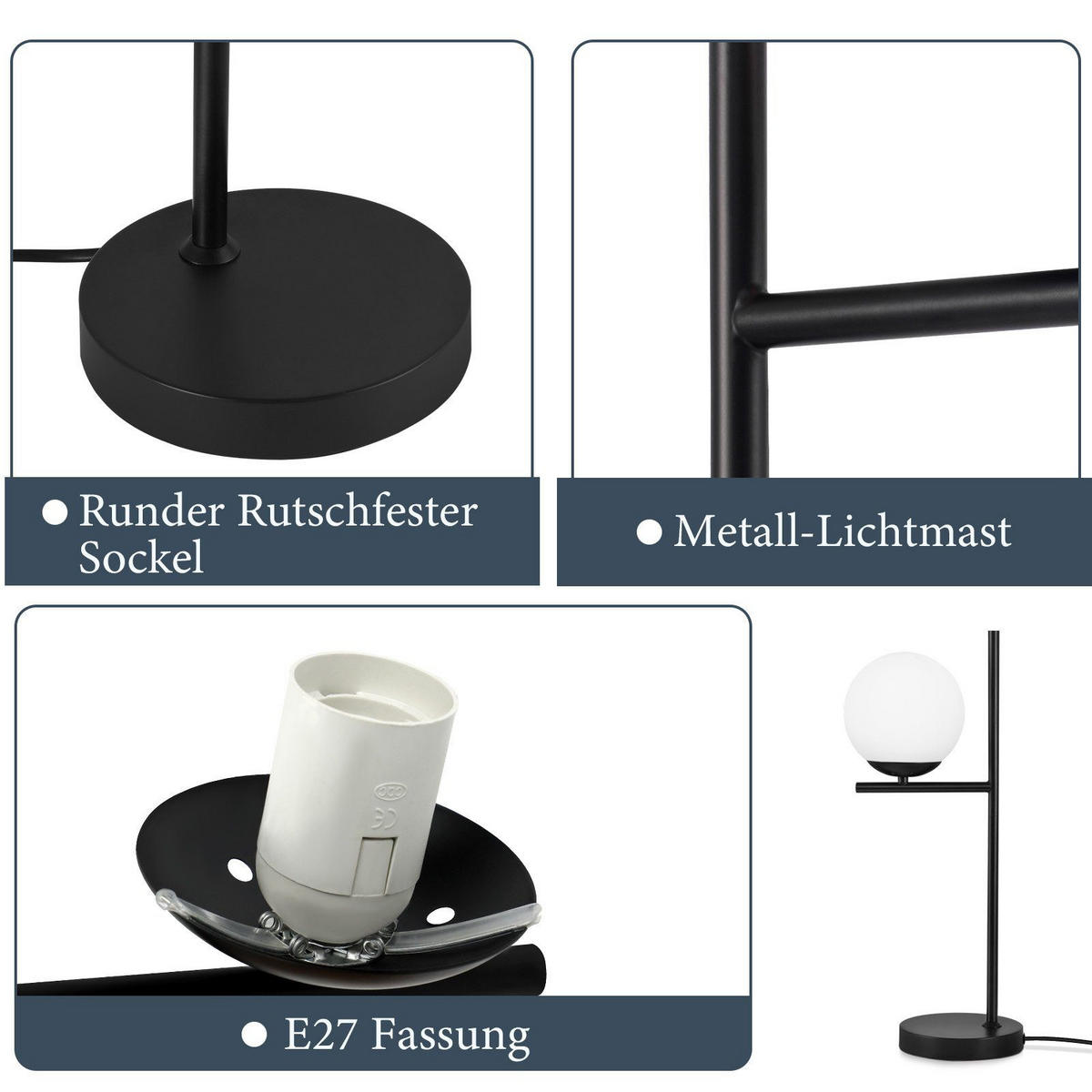 TISCHLEUCHTE Oase 22/22/50 cm - Schwarz, Metall (22/22/50cm) - Nettlife