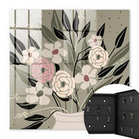 SCHLÜSSELBOX Schwarz 30x30 cm- Türöffnung nach rechts - Blumenarrangement - Beige, Metall (30/30/5cm) - TULUP