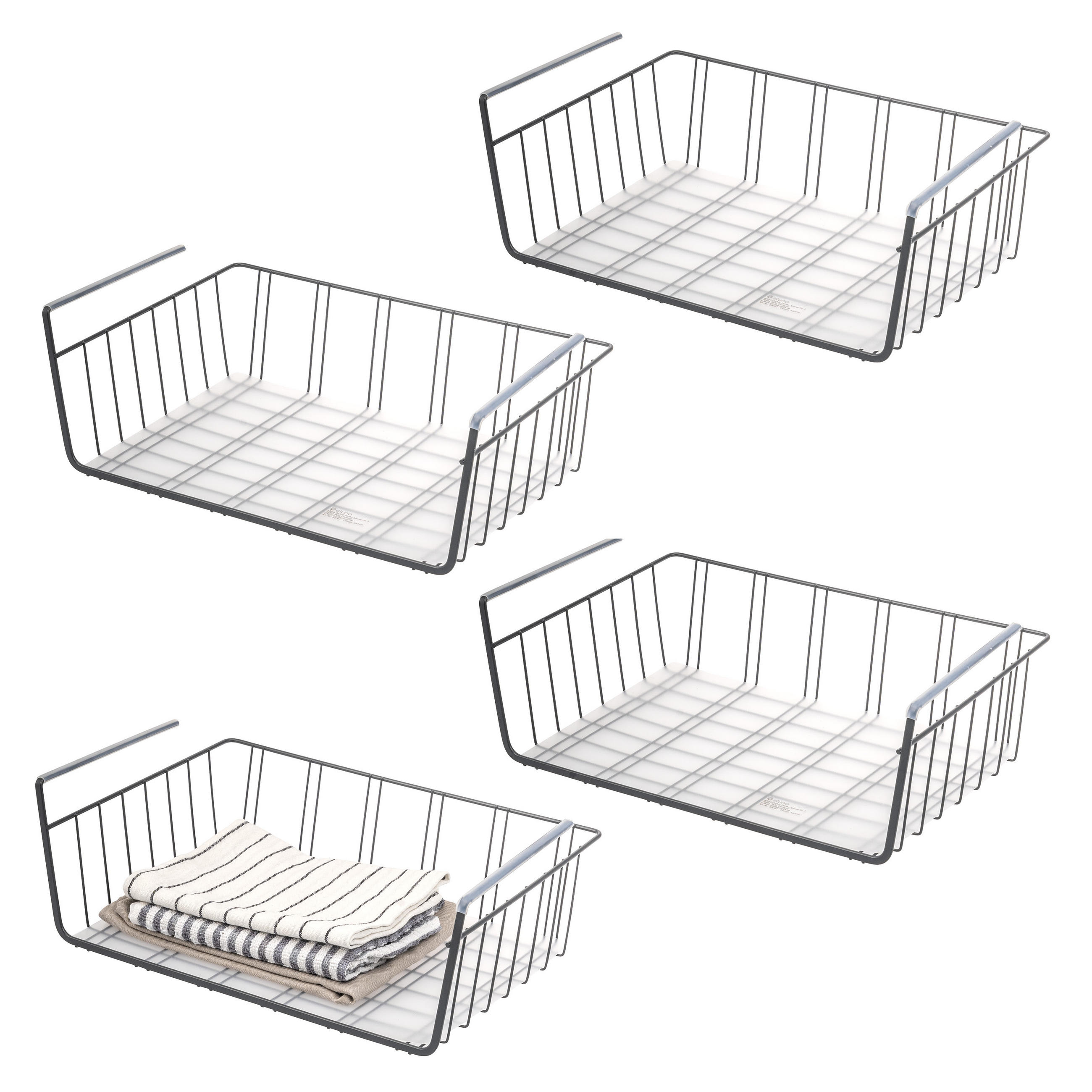 SCHRANKKÖRBE 4er-Set, grau - Grau, Metall (41/14/26cm) - eluno