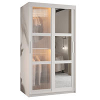 SCHWEBETÜRENSCHRANK 200/100/62 2-türig - Silberfarben/Weiß, Holz/Kunststoff (100/200/62cm) - Abiks Möbel