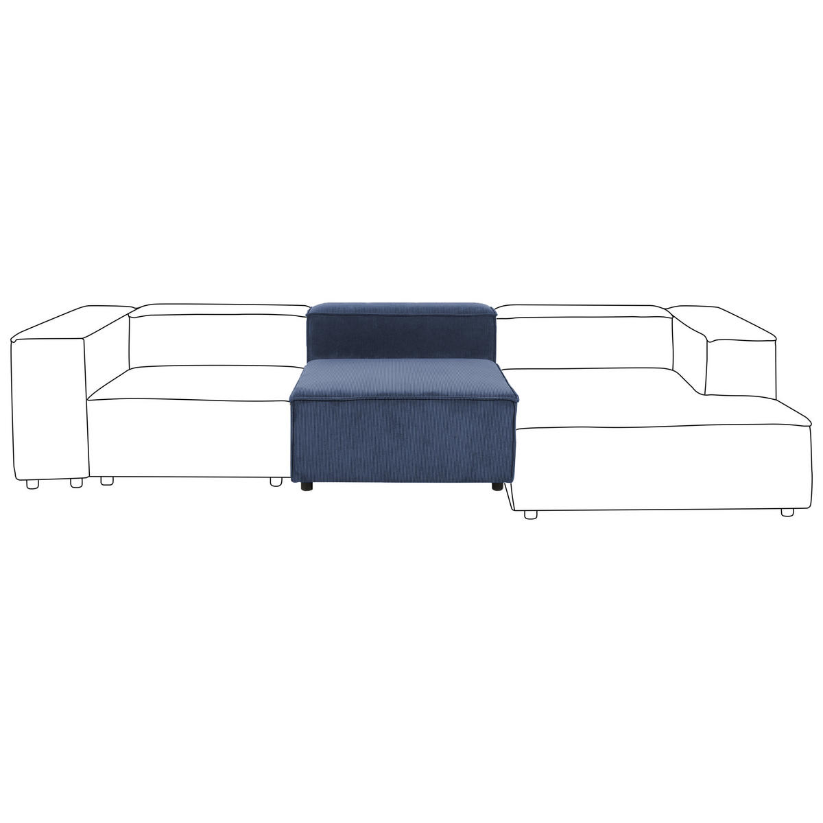 SESSELMODUL Cord Dunkelblau Ardal - Dunkelblau, Textil (88/68/120cm) - Beliani