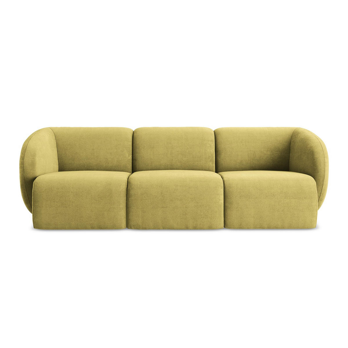 3-SITZER SOFA Chenille Stoff Grün - Limette/Schwarz, Holzwerkstoff/Kunststoff (244/75/94cm) - LaMiaSofa