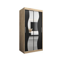 SCHWEBETÜRENSCHRANK 200/100/62 2-türig - Silberfarben/Schwarz, Holz/Kunststoff (100/200/62cm) - Abiks Möbel