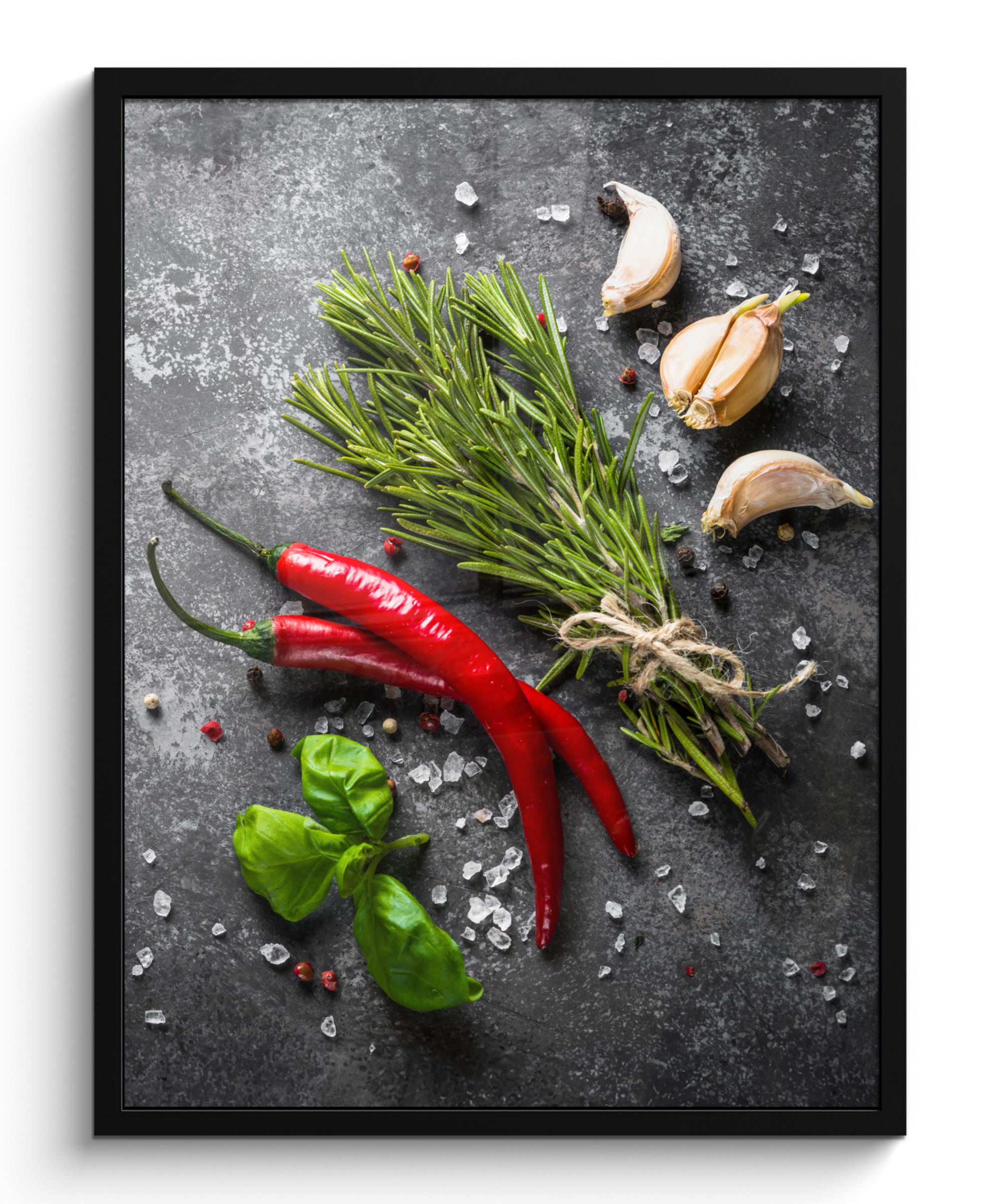 MuchoWow PLAKÁT V RÁMU Pepř - Bylinky - Koření - Beton 60x80 cm