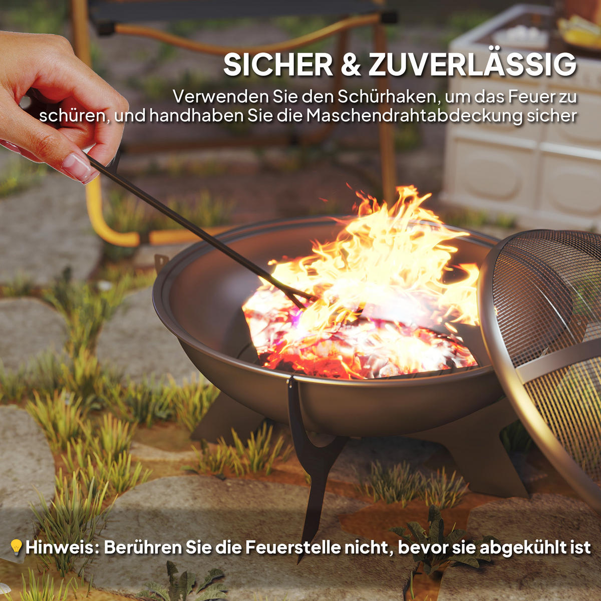 Feuerschale Metall Schwarz - Schwarz, Metall (54/39/54cm) - Outsunny