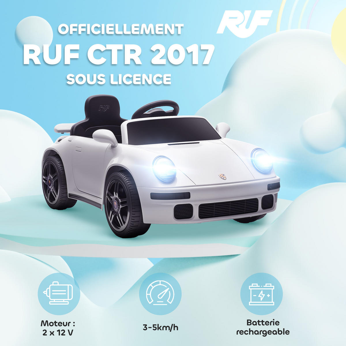 ELEKTRO-KINDERAUTO DE-13074 Fernbedienung Weiß - Weiß, Kunststoff (103/55/44cm) - ComfortXL