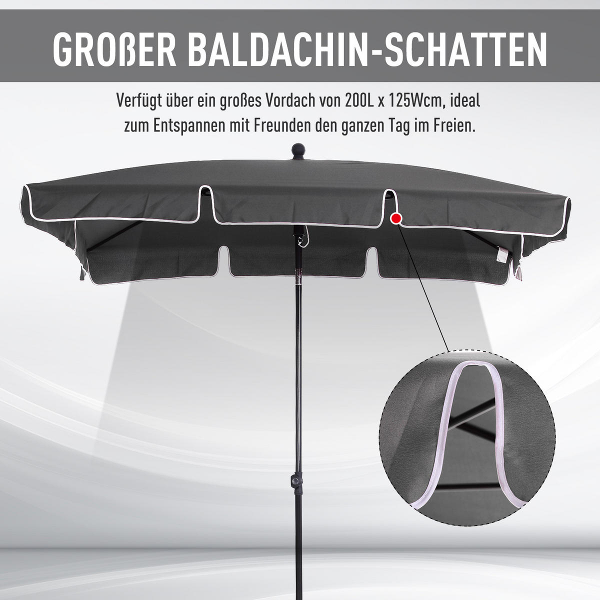 SONNENSCHIRM knickbar grau - Grau, Metall (198/130cm) - LEBENLANG