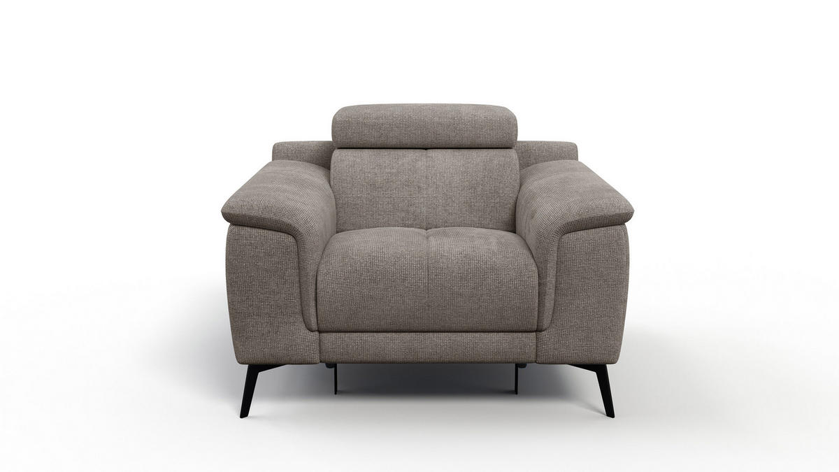 SESSEL FIERO mit Relaxfunktion, taupe - Taupe/Schwarz, Holzwerkstoff/Textil (114/82/103cm) - Courtois Laville