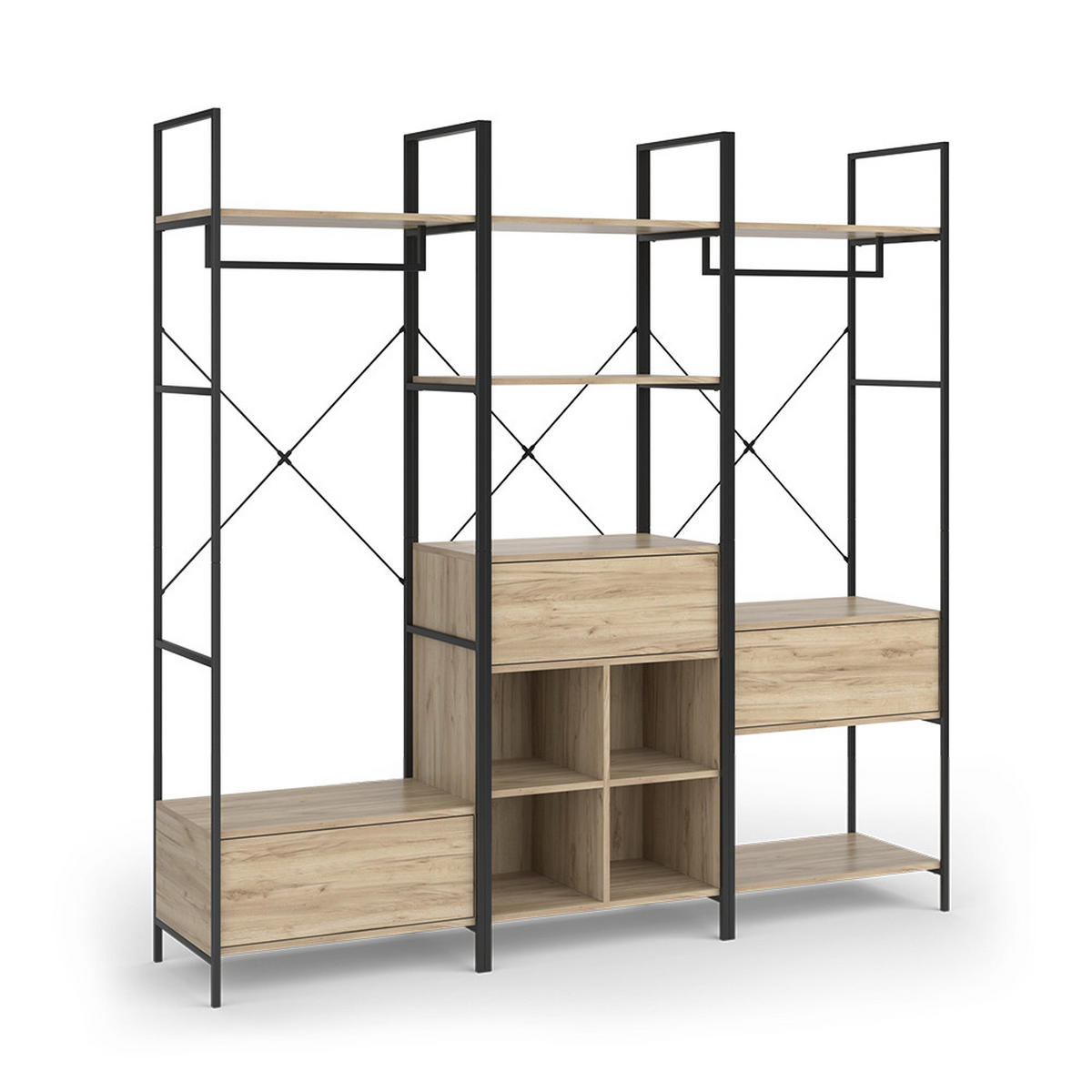 ŠATNÍ SET Enya Dřevo - přírodní/černá, kompozitní dřevo (60/180/40cm) - Vicco