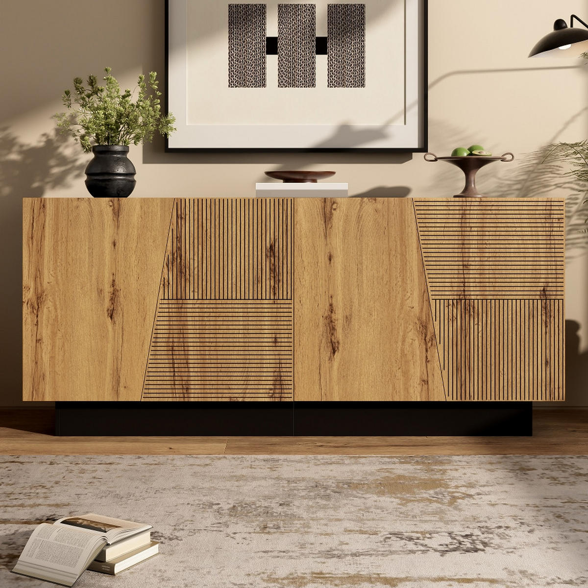 SIDEBOARD 160 cm, MODERNES DESIGN, Aufbewahrungsschrank, Schwarz-Holzfarbe, Wohnzimmer, 160/40/72 cm - Schwarz, Holzwerkstoff (40/72/160cm) - Rolipo