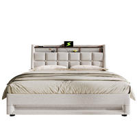 POLSTERBETT mit Stauraum, USB und LED 180x200 cm Beige - Beige, Metall (180/200cm) - Meubliv