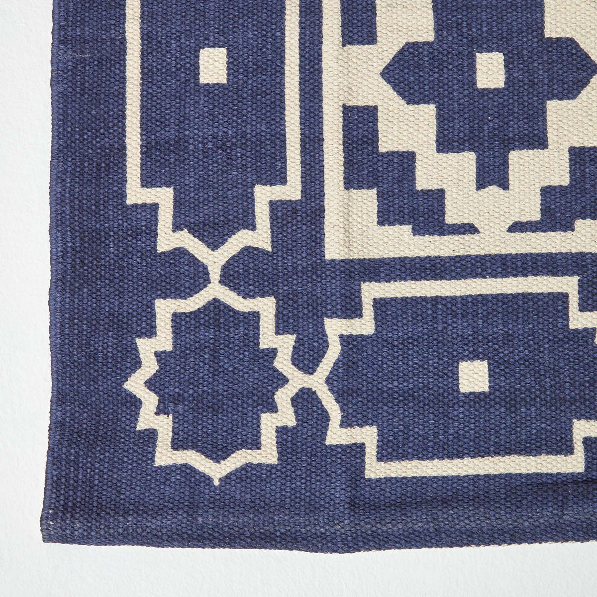 BAUMWOLLTEPPICH-LÄUFER Halmstad geometrisch 66/200 cm - Blau, Textil (66/200cm) - Homescapes
