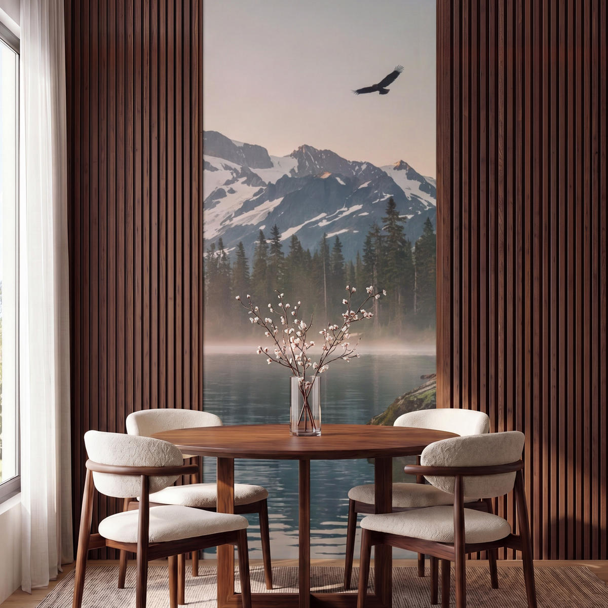 TAPETE - Berge - Wasser - Bäume - 100x240 cm - Multicolor, Papier (100/240cm) - OnlyWow