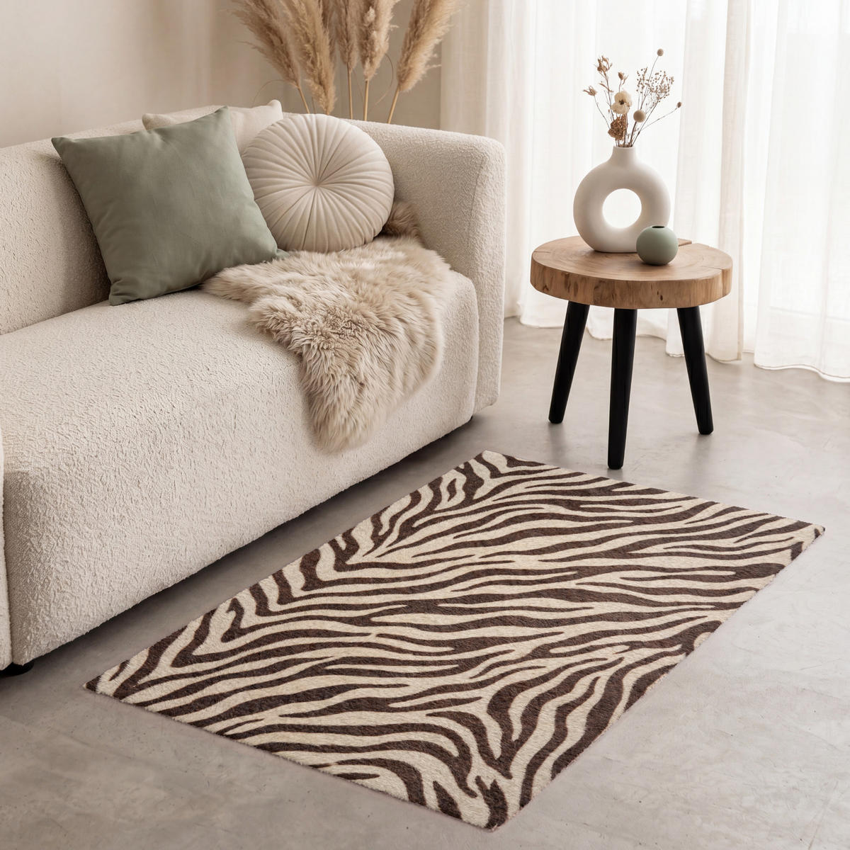 KOBERCE - Zebra - Pruhy - hnedá - 80x120 cm - čierna, textil/plast (80/0.4cm) - OnlyWow
