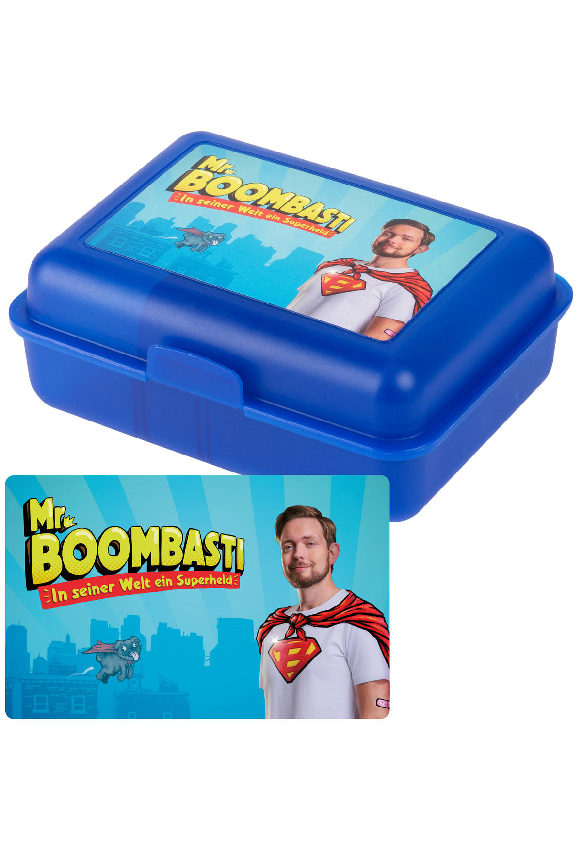 BROTDOSE Bastian Bielendorfer Mr. Boombasti Blau 17,5 x 12,8 x 6,9 cm - Blau, Kunststoff (17.5/6.9/12.8cm) - United Labels