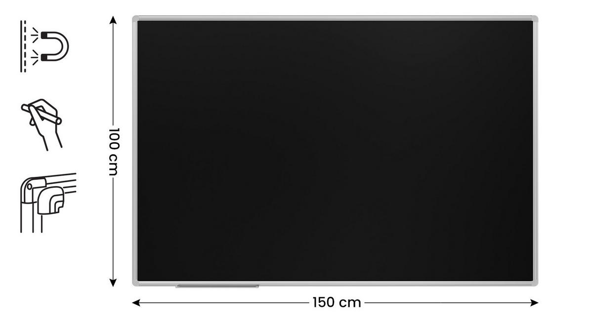 KREIDETAFEL mit Alurahmen Premium EXPO 150x100cm - Schwarz, Metall (150/100/1.6cm) - ALLboards