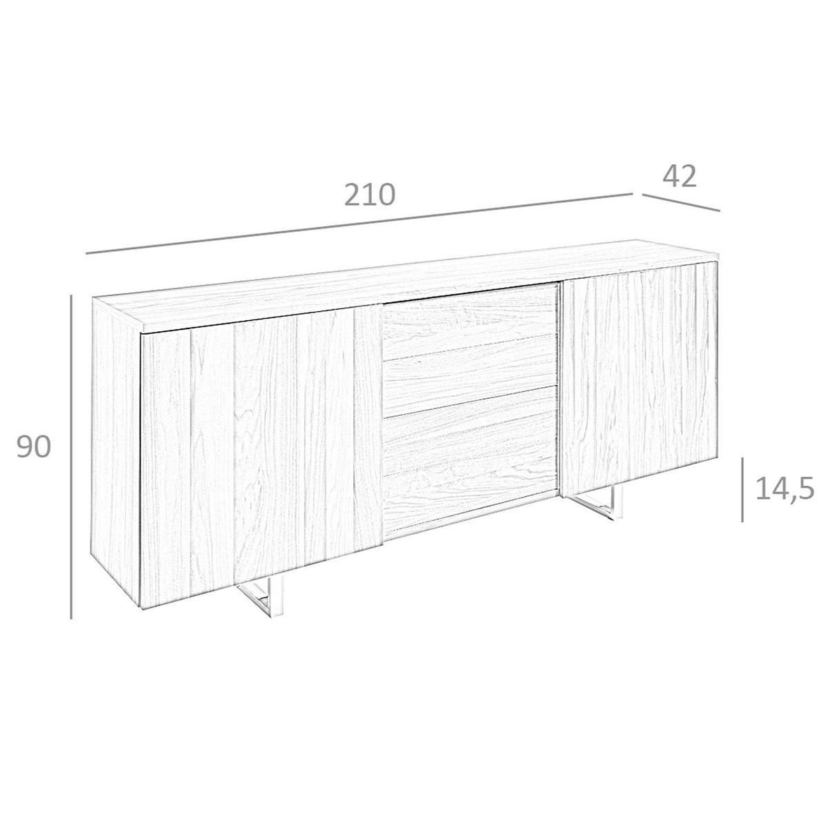 SIDEBOARD Sideboard Nussbaum und verchromter Stahl 210/42/90 cm - Walnussfarben, Holz/Metall (210/90/42cm) - ANGEL CERDA