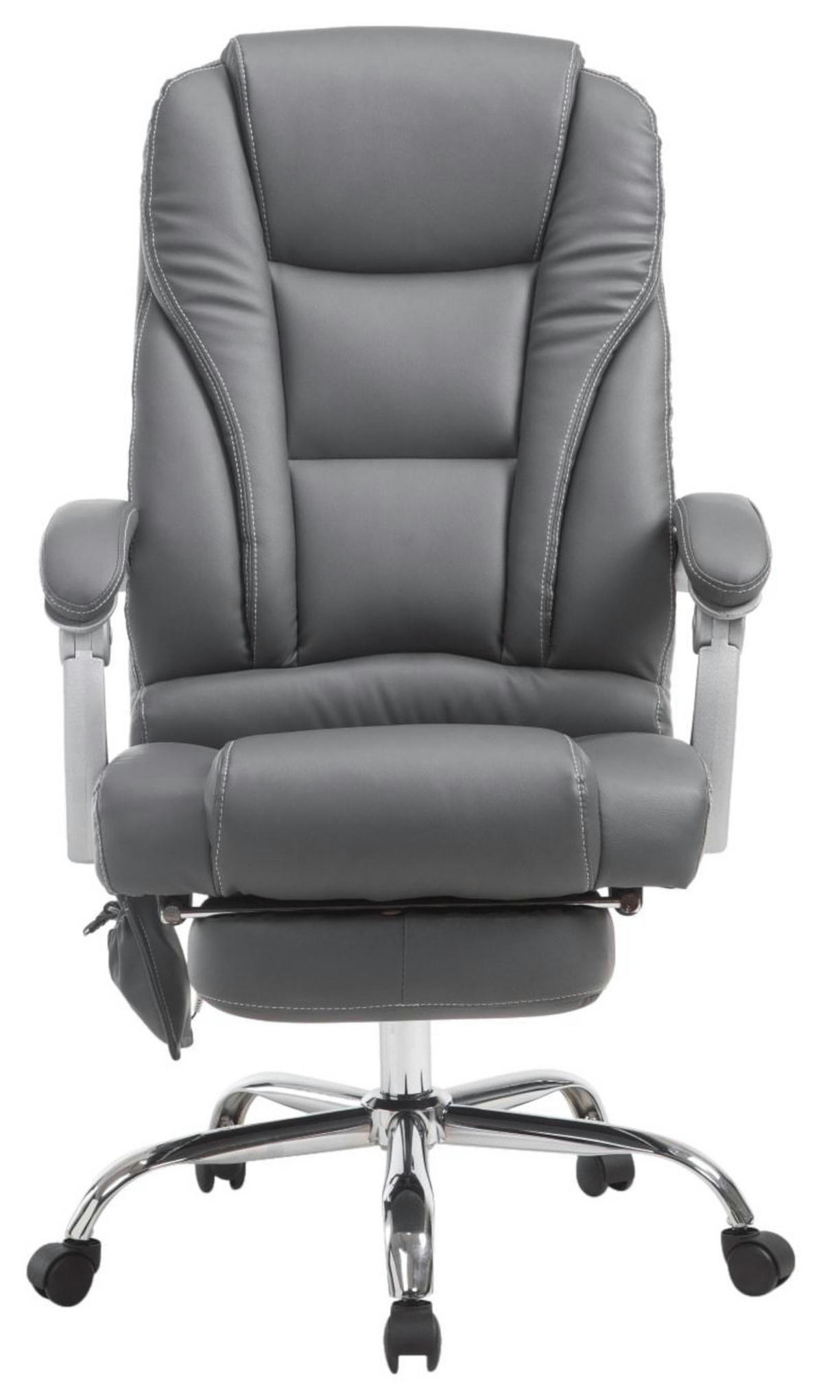 CHEFSESSEL Lederlook grau - Grau, Textil/Metall (68/118/64cm) - CLP