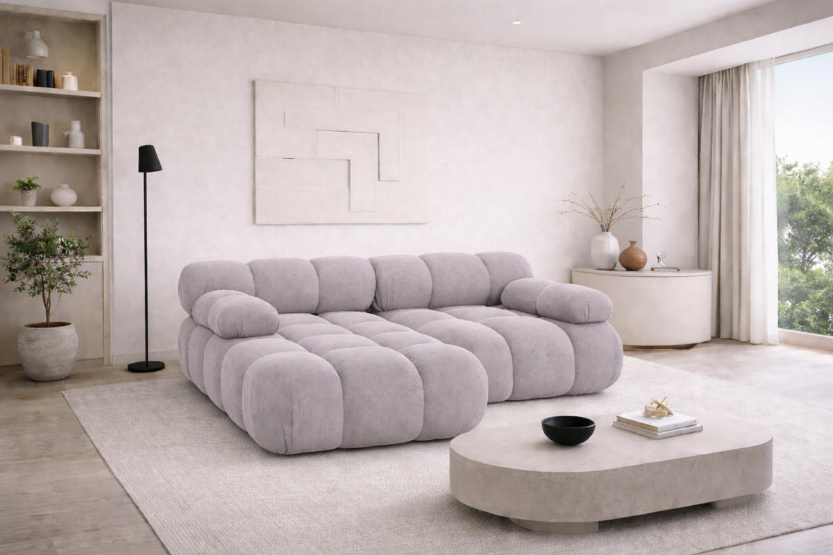 ECKSOFA L-form Mini Modular, Veloursstoff Salvador, Grau, Links, Selia - Grau, Holz (190/160cm) - Kaiser Möbel