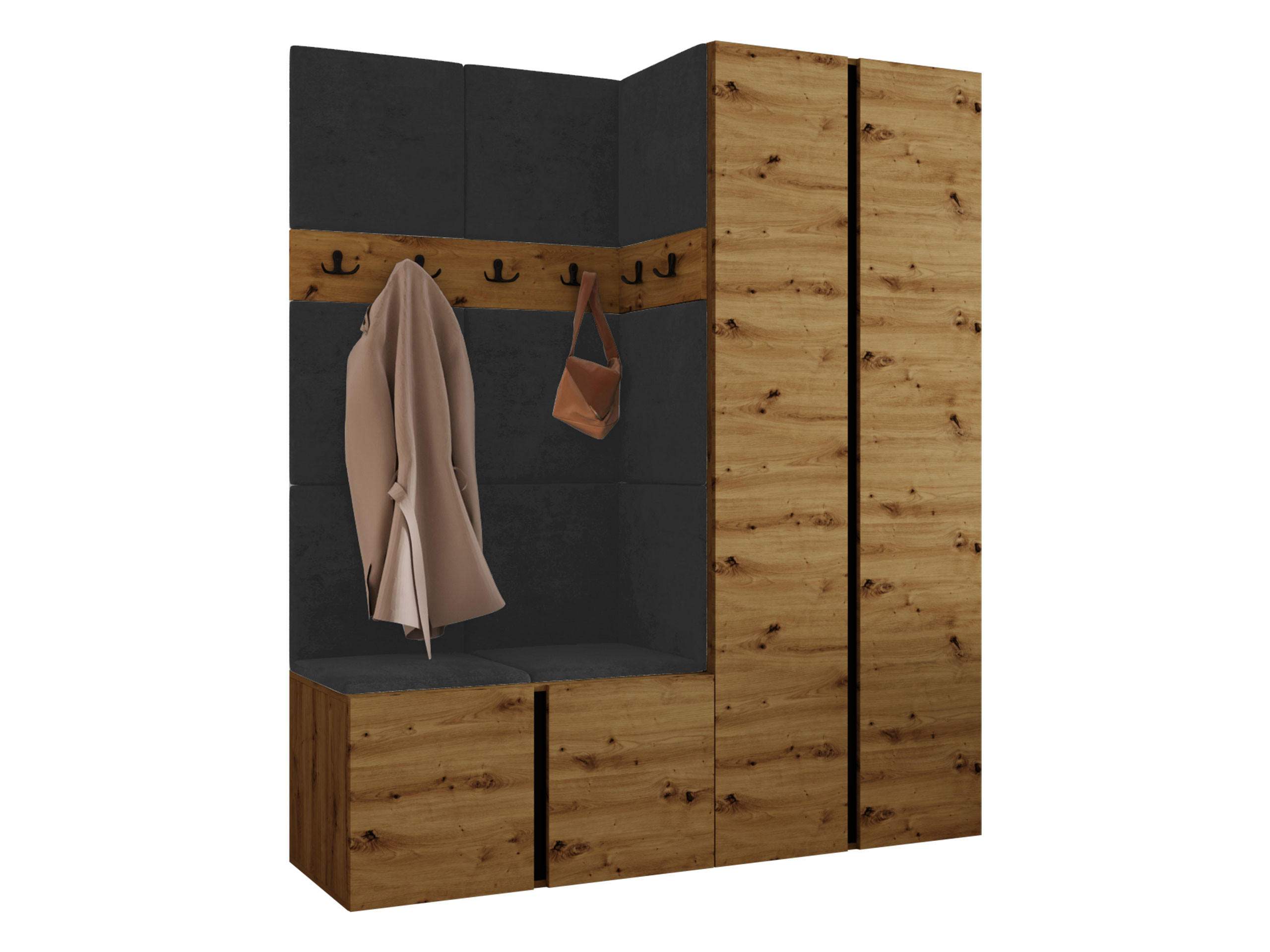 Mirjan24 Garderoben-Set Eiche Artisan, Anthrazit 158x186x46 cm