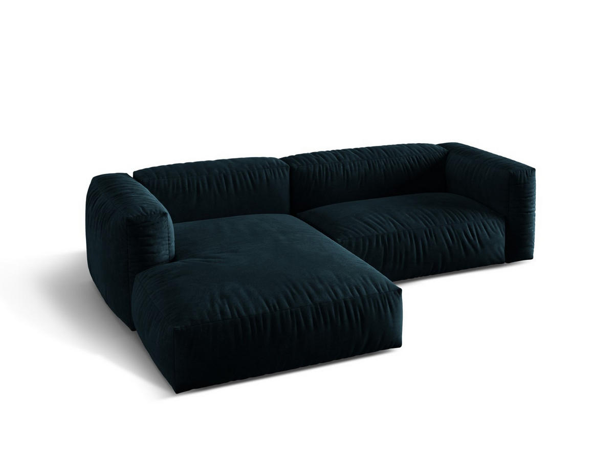 ECKSOFA modular links Martina aus Samt dunkel petrol 2 Sitzplätze - Petrol, Textil (176/283cm) - Micadoni