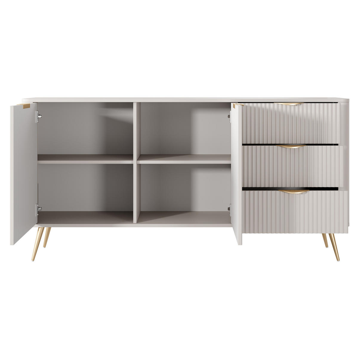 SIDEBOARD LANTANA 163/81/38 cm mit 3 Schubladen und 2 Türen Beige - Beige, Holzwerkstoff (163/81/38cm) - MASSENO