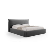 BETT mit Bettkasten und Kopfteil Kaelle aus Samt grau 140x200cm - Grau, Textil (140/200cm) - Micadoni