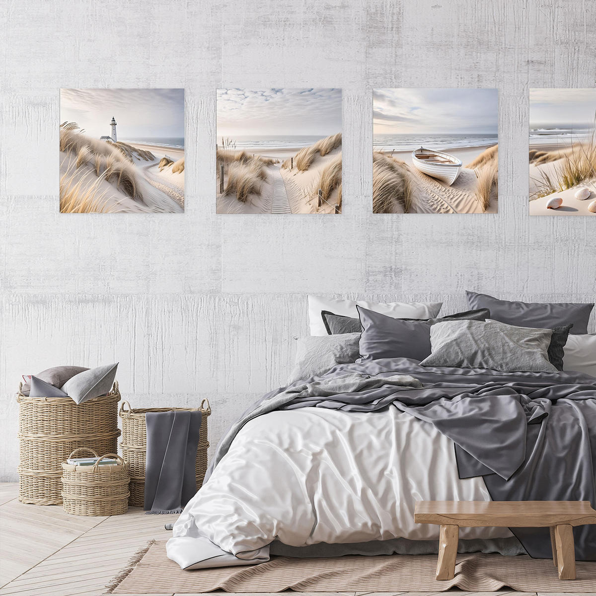 GLASBILD 50x50 cm Strand und Meer - Beige, Glas (50/50cm) - artissimo