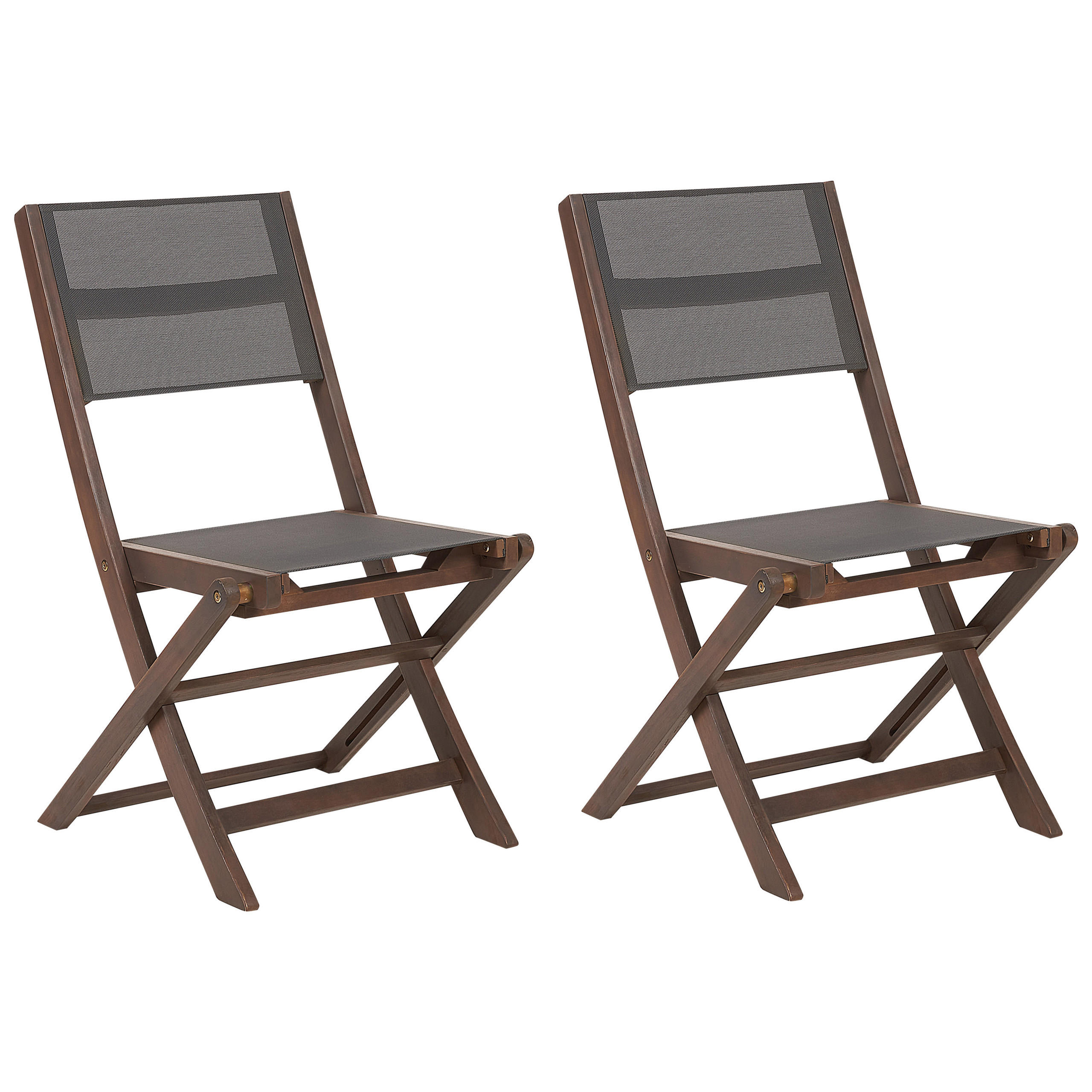 GARTENSTUHL 2er-Set Akazienholz dunkelbrown Cesana - Dunkelbraun, Holz (57/90/50cm) - Beliani