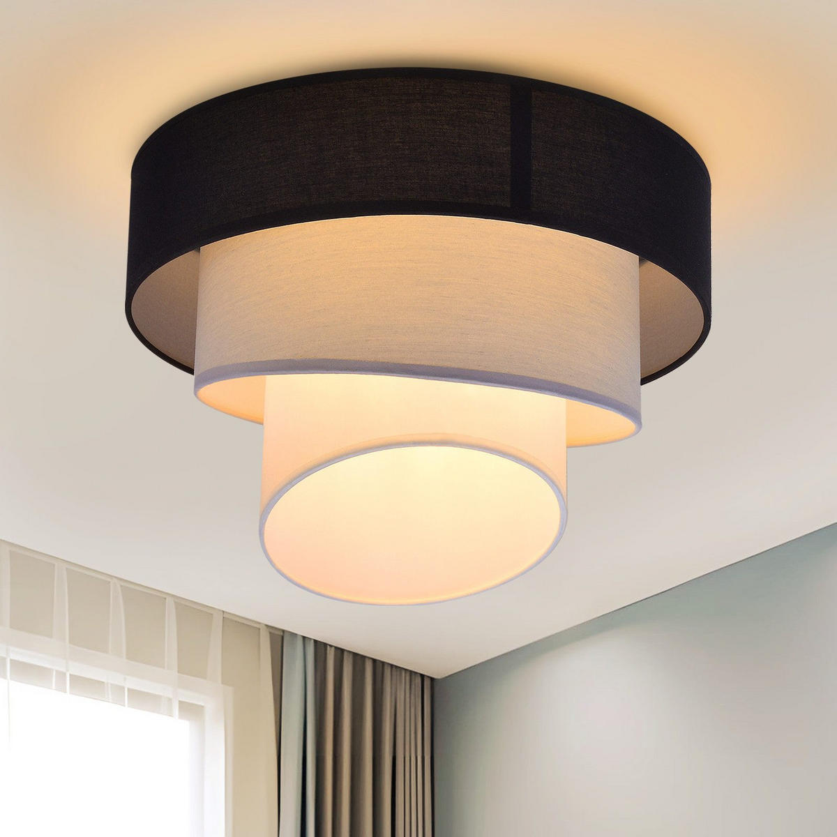 DECKENLEUCHTE Lassiter 40/40/29cm - Schwarz, Metall (40/40/29cm) - Nettlife