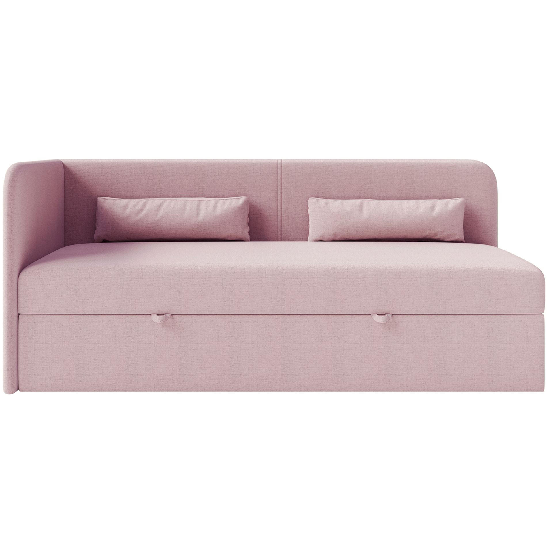 JUGENDBETT Calmmo Rosa mit Chenille-Bezug, Kopfteil links - Pink, Textil (90/200cm) - Selsey