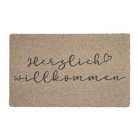 FUSSMATTE Herzlich Willkommen, Kokos, Vinylrücken, Grau, 45 x 75 cm - Grau, Naturmaterialien (2/76cm) - Gift Company
