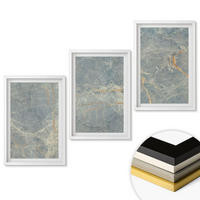 WANDBILDER 3er-Set - 40x60 cm Weißer Rahmen - Dekorativer Stein aus grünem Marmor - Weiß, Kunststoff (40/60cm) - ArtPrintCave