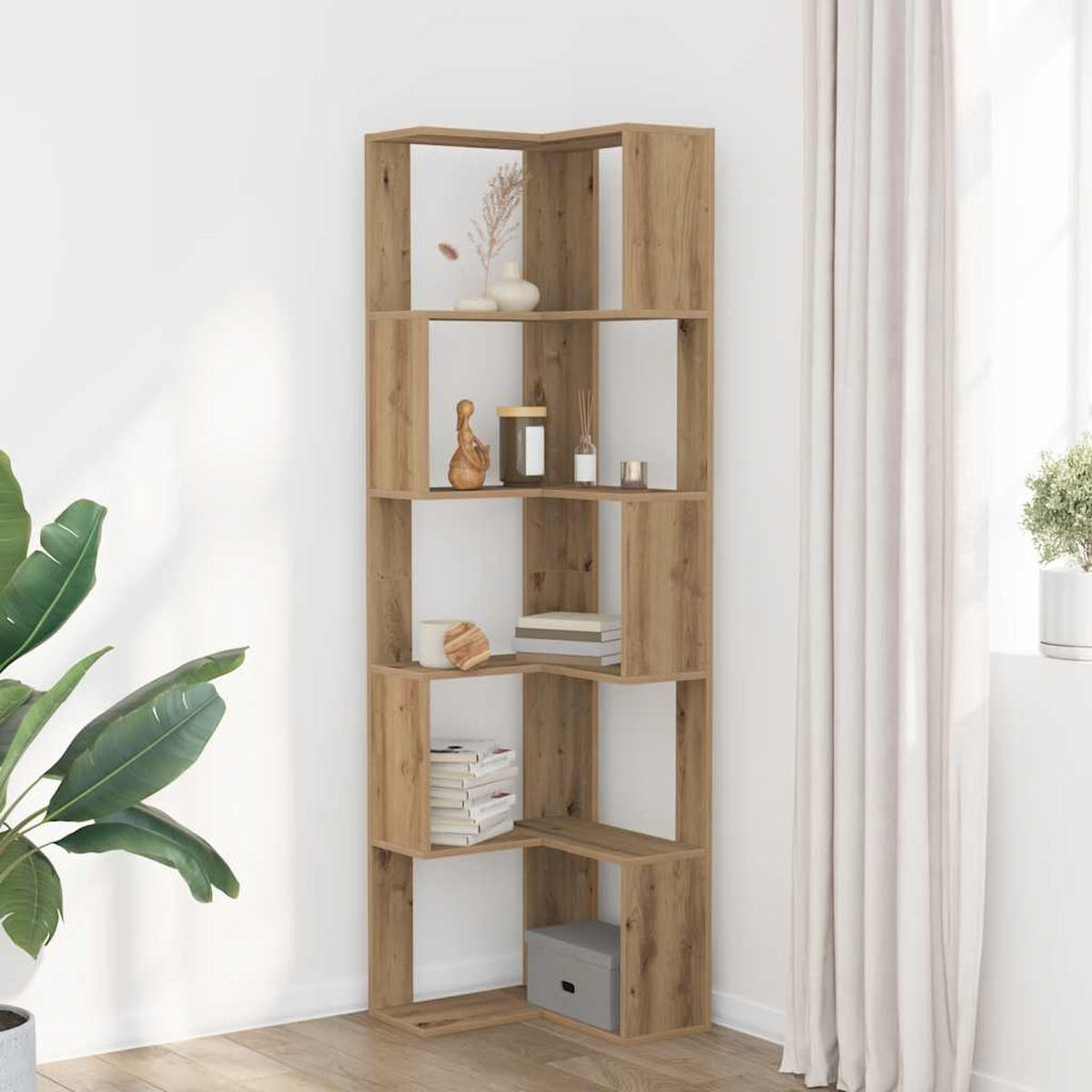 ECK-BÜCHERREGAL 5 Böden Artisan-Eiche 50/50/179Cm Holzwerkstoff - Braun, Holzwerkstoff (50/179/50cm) - vidaXL