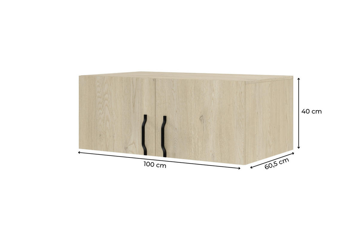 AUFSATZSCHRANK BRISSO BRN3 100/40/60,5 cm in Eiche Ceremona mit Metallgriffen - Eichefarben, Holzwerkstoff/Metall (100/40/61cm) - Deine Möbel 24