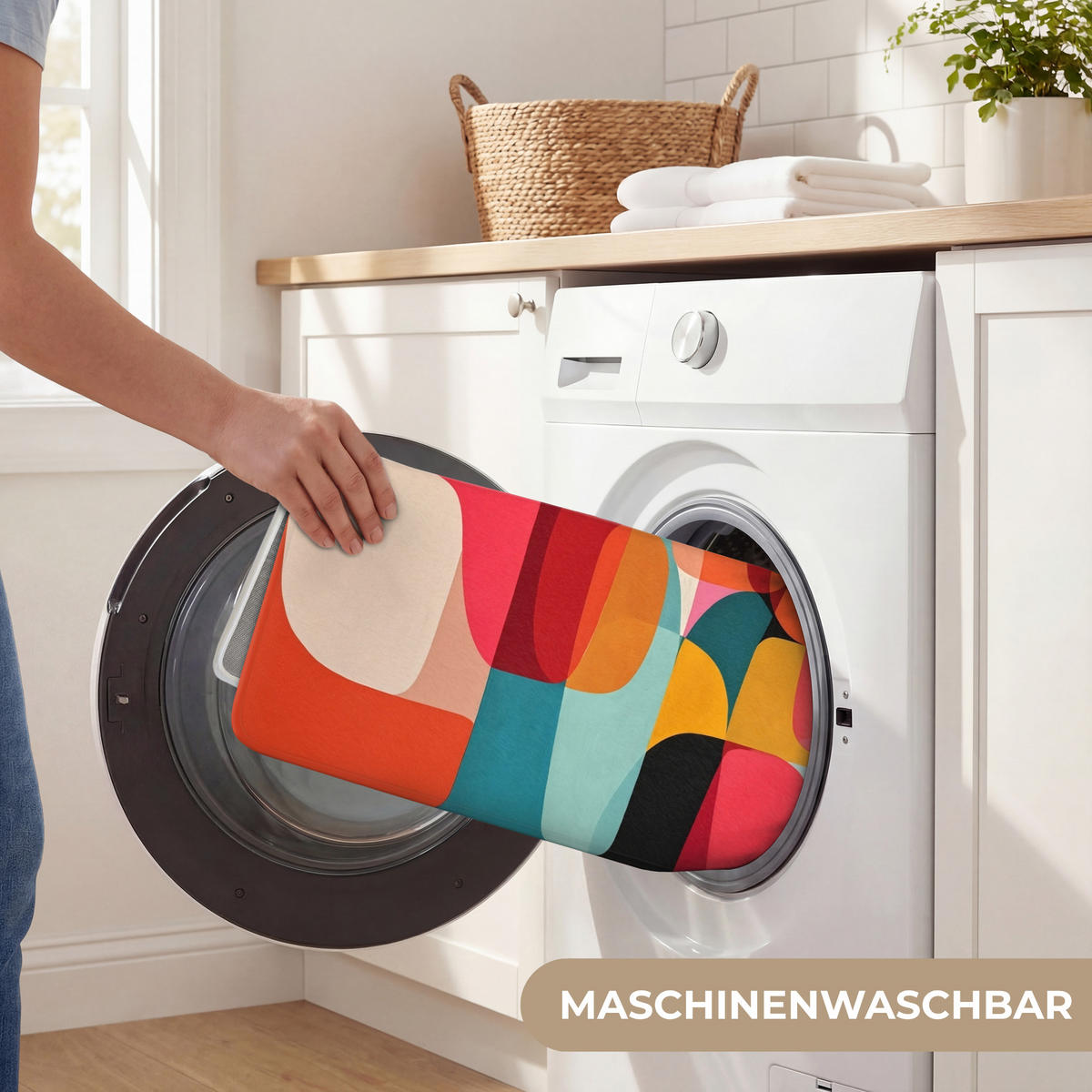 KOUPELNOVÁ PŘEDLOŽKA Tvary - barevné - abstraktní - letadla 90x60 cm - různobarevná, textil/plast (90/60cm) - OnlyWow