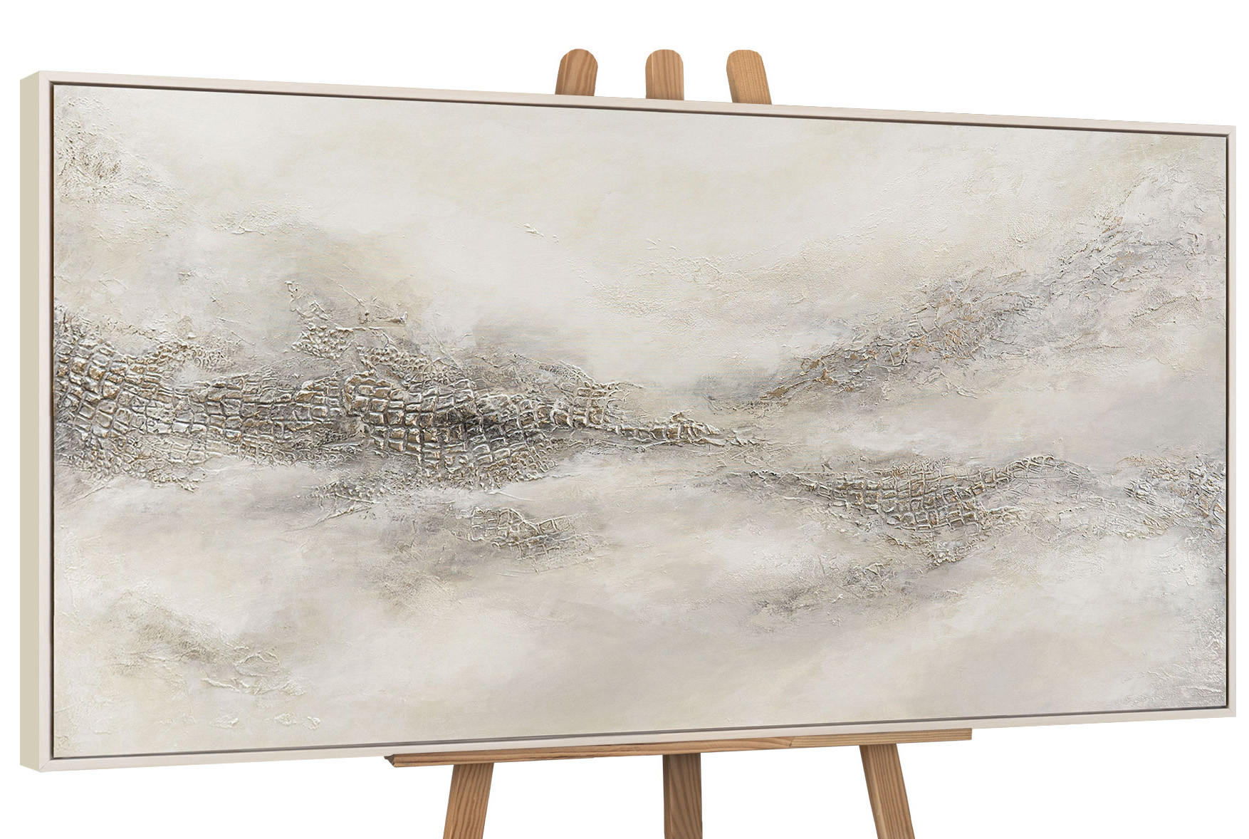 GEMÄLDE Nebulöse Ferne Schattenfugenrahmen Beige 160x80 cm - Beige, Holz (160/80cm) - YS-art gallery