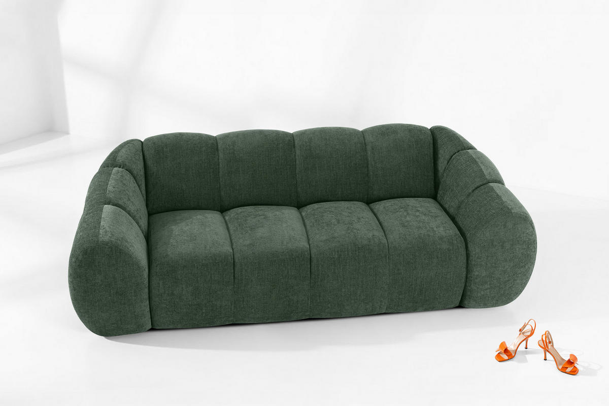 3-SITZER SOFA FLAVA, Dunkelgrün - Dunkelgrün, Holz/Holzwerkstoff (240/76/100cm) - KONSIMO®