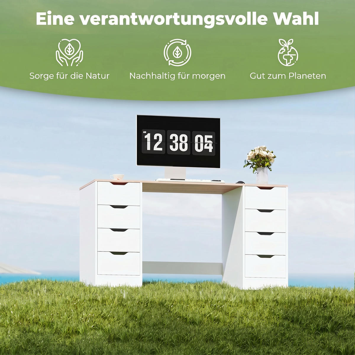 SCHREIBTISCH Naturfarben 53.0/140.0/75.0 cm - Naturfarben, Holzwerkstoff (53/140/75cm)