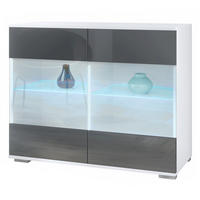 KOMMODE Bari Grau Hochglanz - Grau, Holzwerkstoff (92.5/75.5/35cm) - Vladon