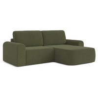 ECKSOFA L Form Otterton Olivgrün 250/180/95 cm Rechts mit Schlaffunktion - Schwarz/Grün, Kunststoff/Textil (250/180cm) - AX Living