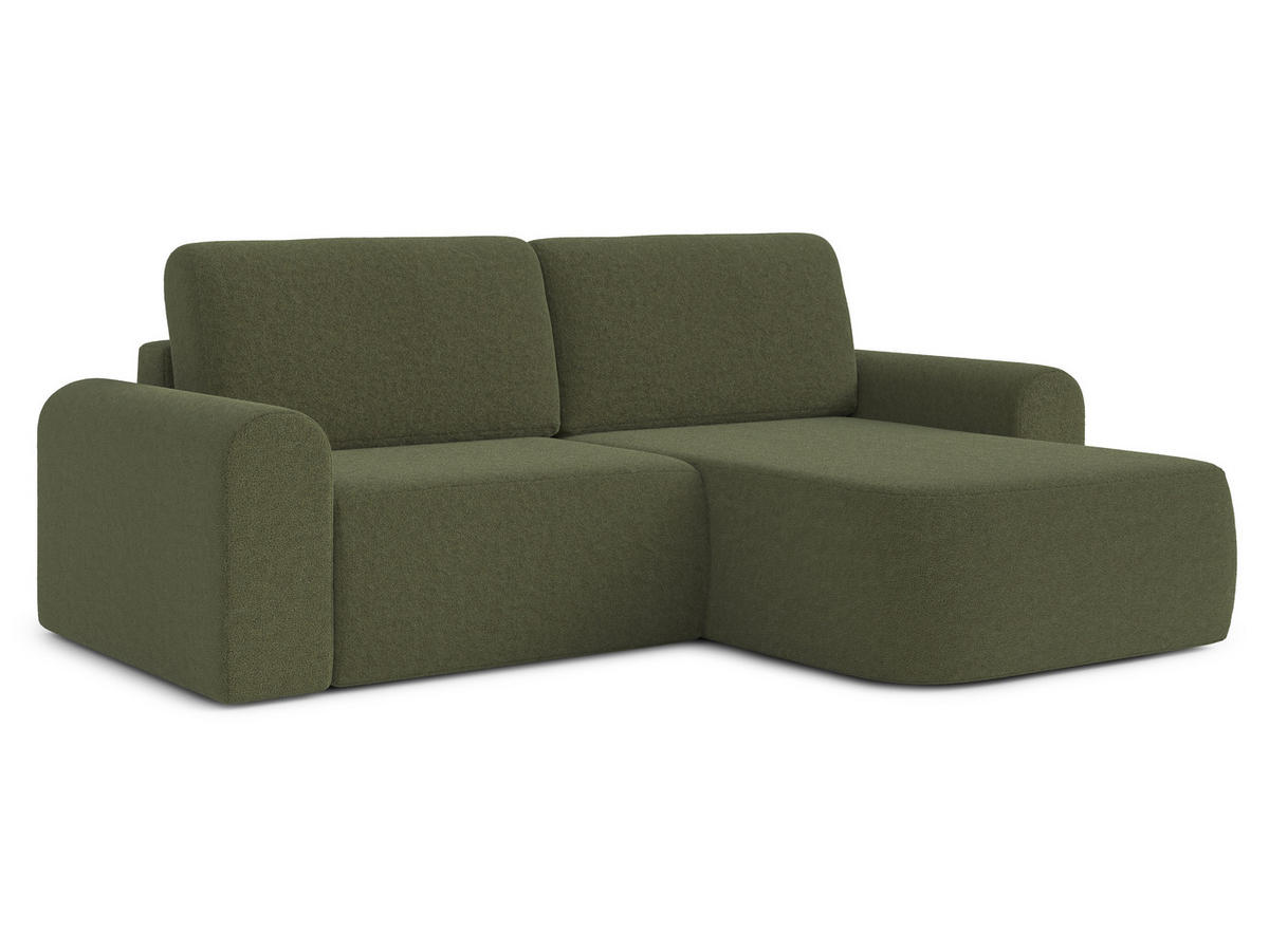 ECKSOFA L Form Otterton Olivgrün 250/180/95 cm Rechts mit Schlaffunktion - Schwarz/Grün, Kunststoff/Textil (250/180cm) - AX Living