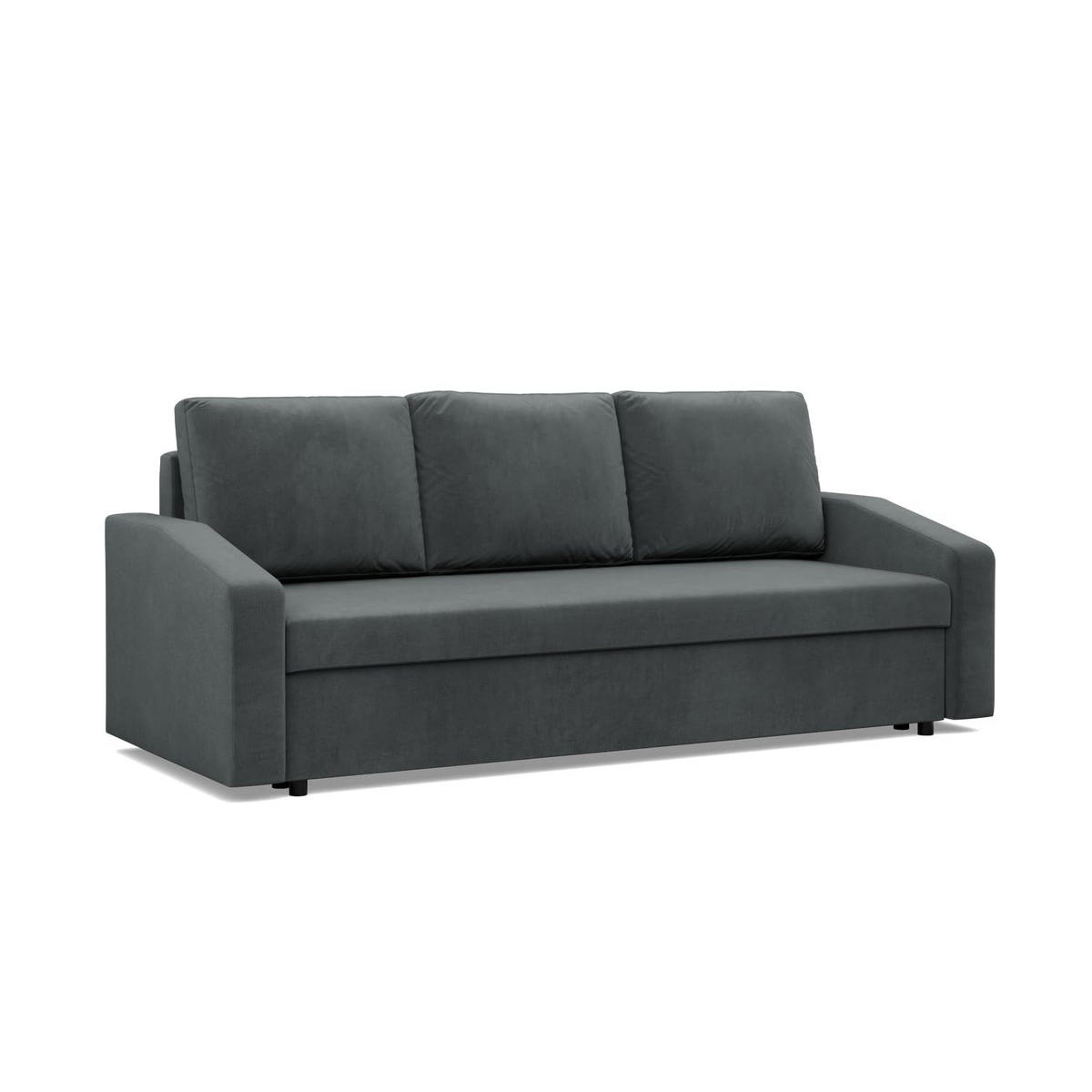 SOFA 3-SITZER MIT SCHLAFFUNKTION NEO, Dunkelgrau - Grau, Textil (220/92/92cm) - Mebligo