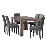 TISCHGRUPPE Forssa - Dunkelgrau/Dunkelbraun, Holz/Holzwerkstoff (140/77/90cm) - [en.casa]