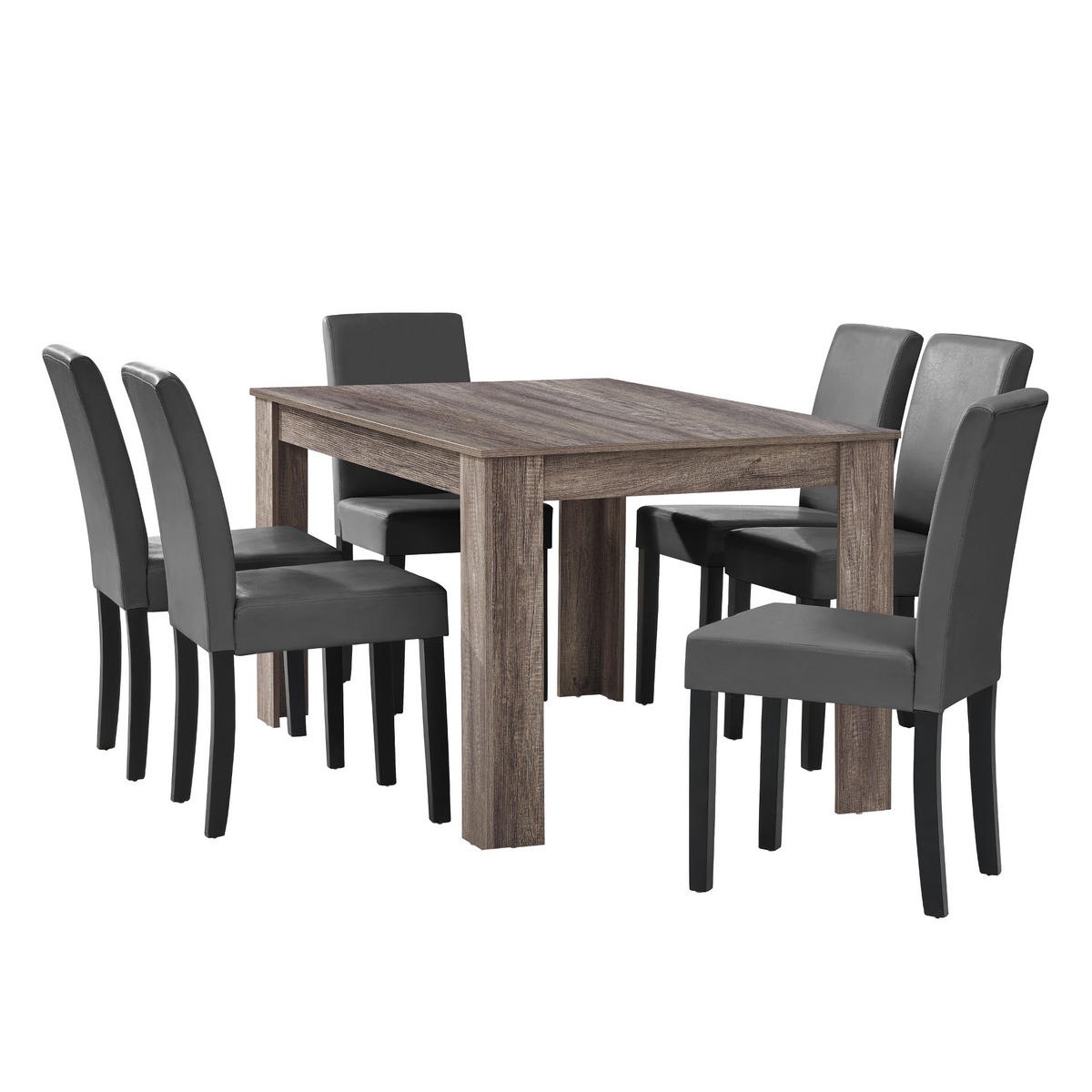 TISCHGRUPPE Forssa - Dunkelgrau/Dunkelbraun, Holz/Holzwerkstoff (140/77/90cm) - [en.casa]