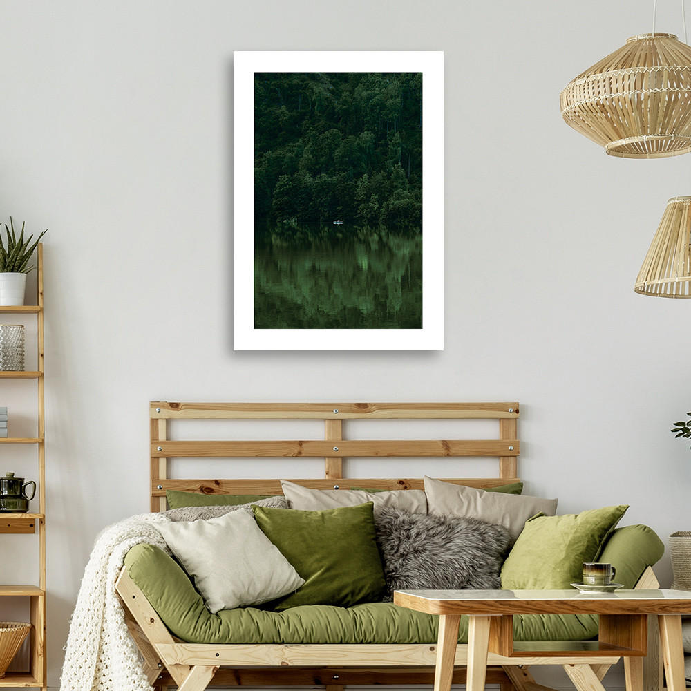 WANDBILD grüner wald am see - Grün, Textil (40/60cm) - Feeby