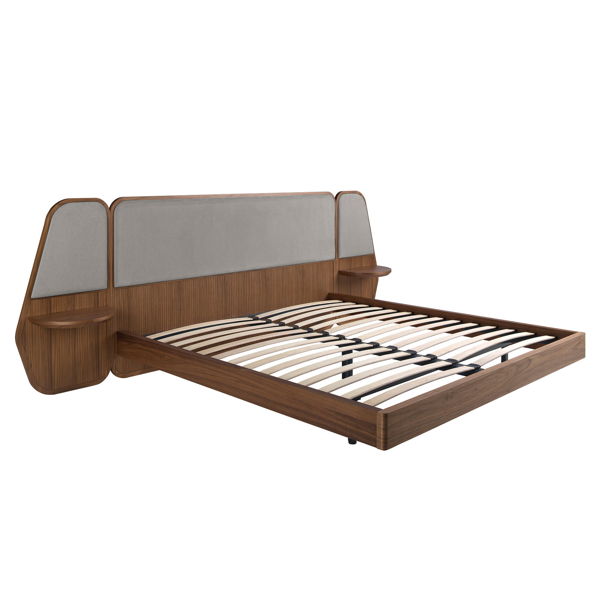 BETT Rechteckig Grau Walnuss 276/209/110 - Walnussfarben, Holz (180/200cm) - ANGEL CERDA