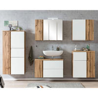 BADMÖBEL-SET 5-TLG. Vasto-03 - Weiß, Holzwerkstoff (245/200/35cm) - Lomado