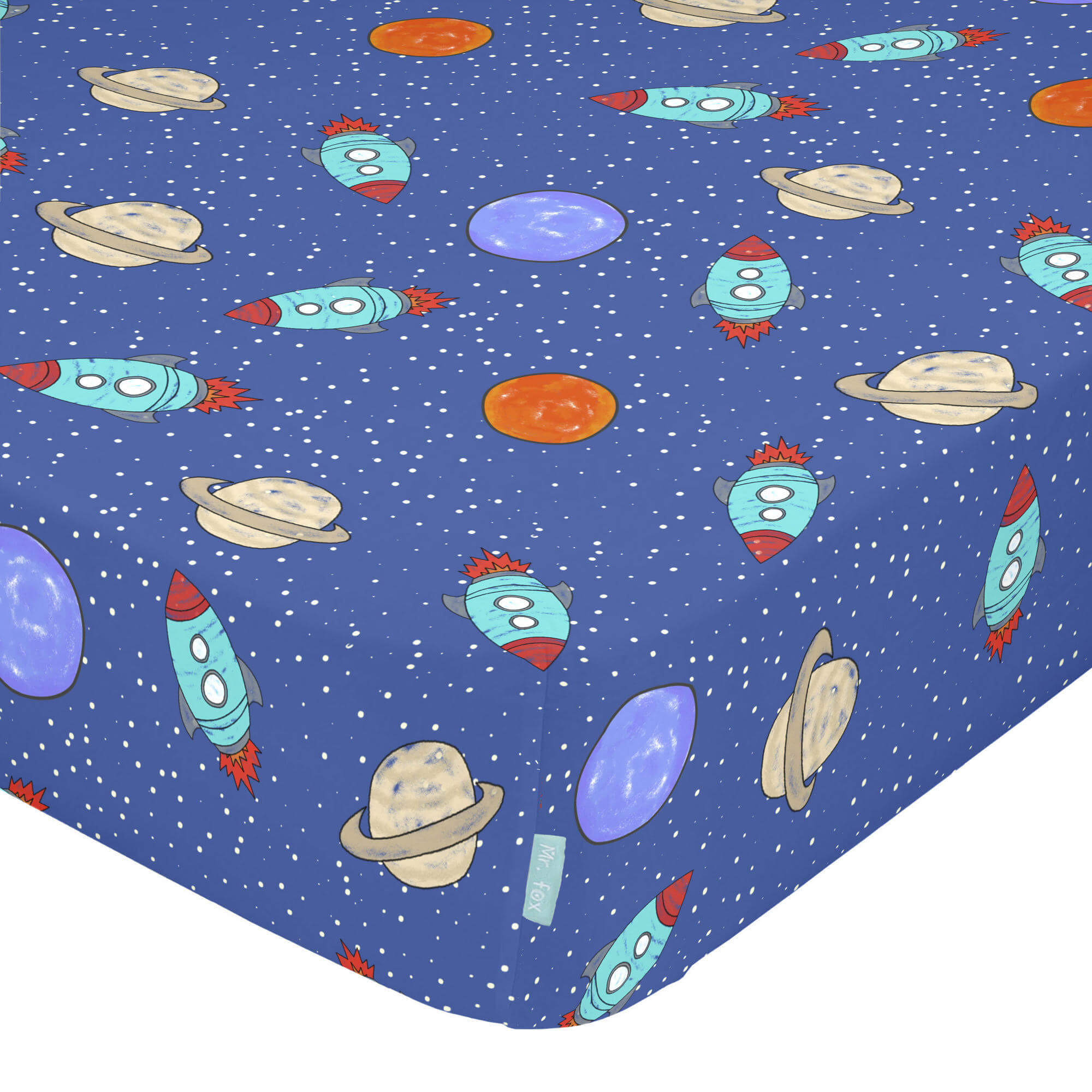 SPANNBETTTUCH space rocket 60x120x14 cm (kinderbett) mehrfarbig - Multicolor, Textil (60/120cm) - Happy Friday