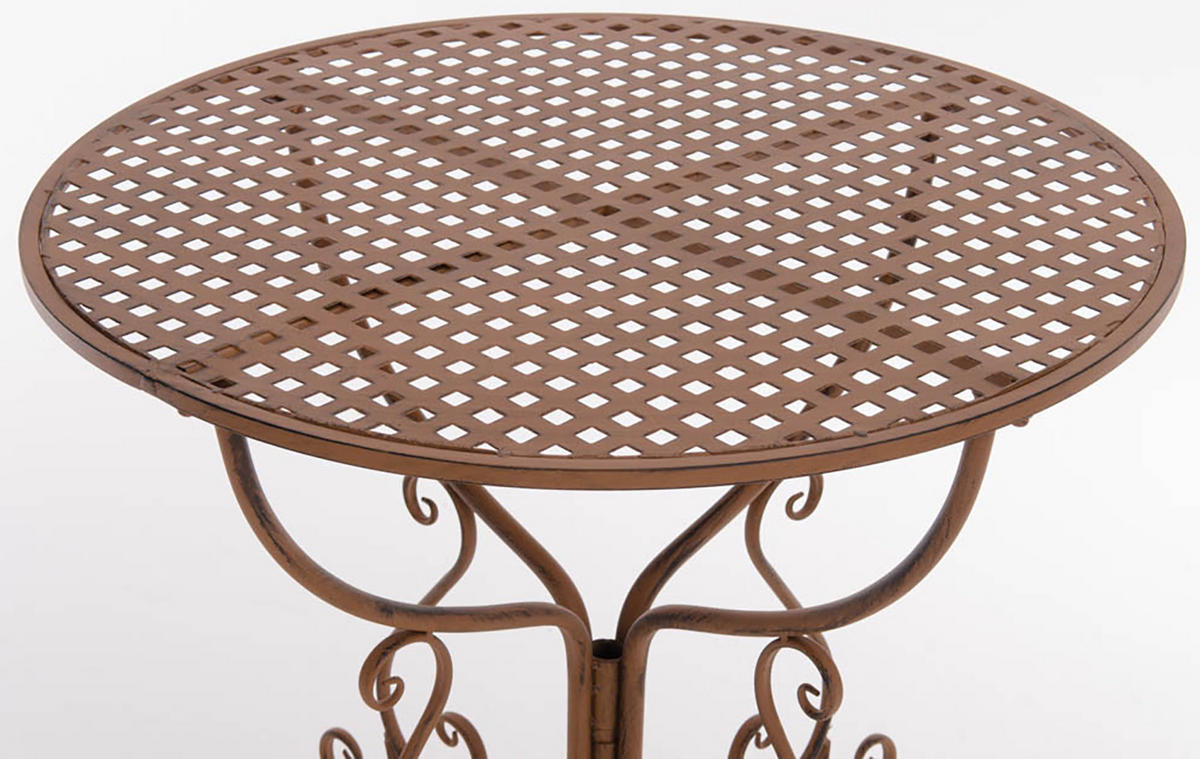 GARTENBEISTELLTISCH rund Ø70 cm Metall antik braun - Braun, Metall (70/70/74cm) - CLP